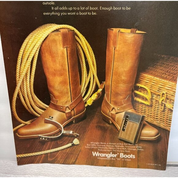 Wrangler Boots Vintage Print Ad 1970s Western Cowboy Style Harness Boot - Picture 5 of 6